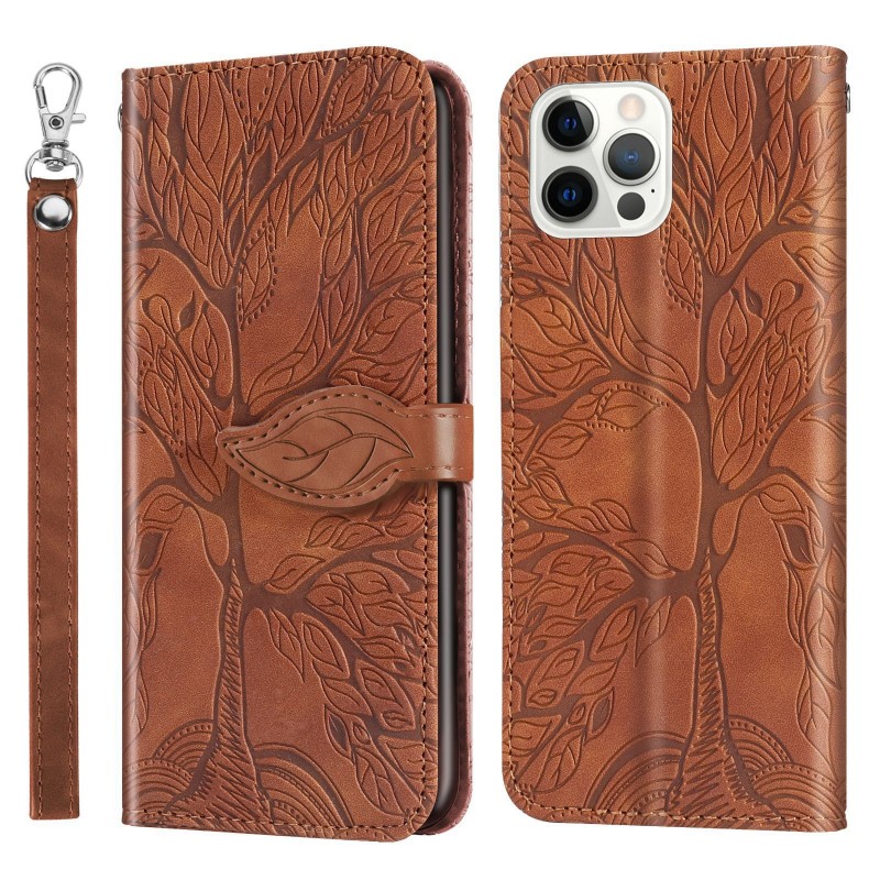 Embossed Tree of Life Card Slot Wallet Folio Case